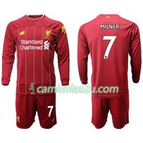 Camisolas de Futebol Liverpool Milner 7 Criança Equipamento Principal 2019/20 Manga Comprida